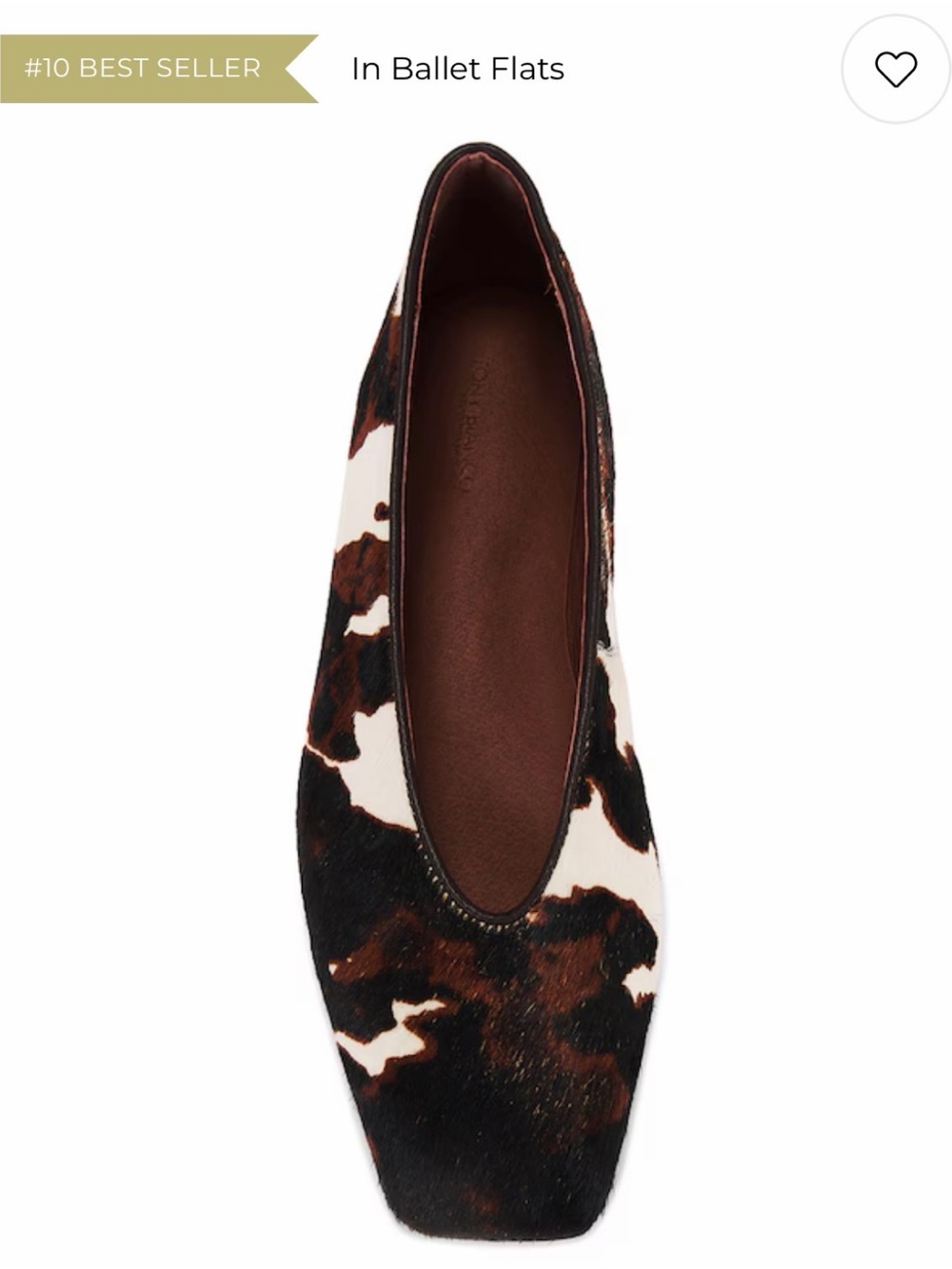 Tony Bianco Brown and White Cowprint Ballet Flat